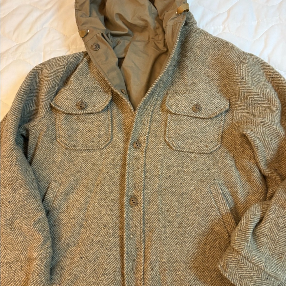 Men's Reversible Brown Hooded Jacket- L - Picture 5 of 11